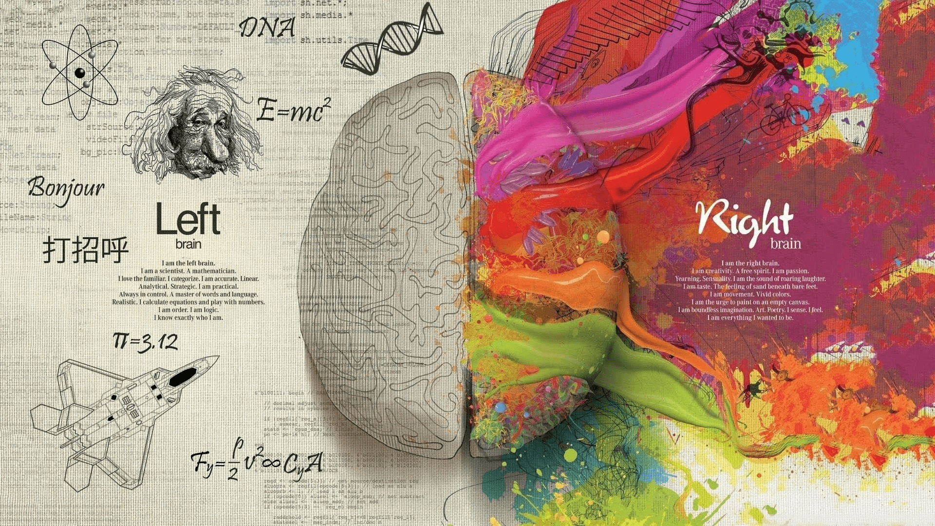 AI Left and Right Brain Illustration